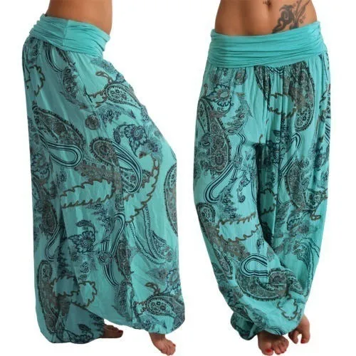 Versatile Digital Printing Long Wide-leg Casual Pants