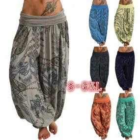 Versatile Digital Printing Long Wide-leg Casual Pants