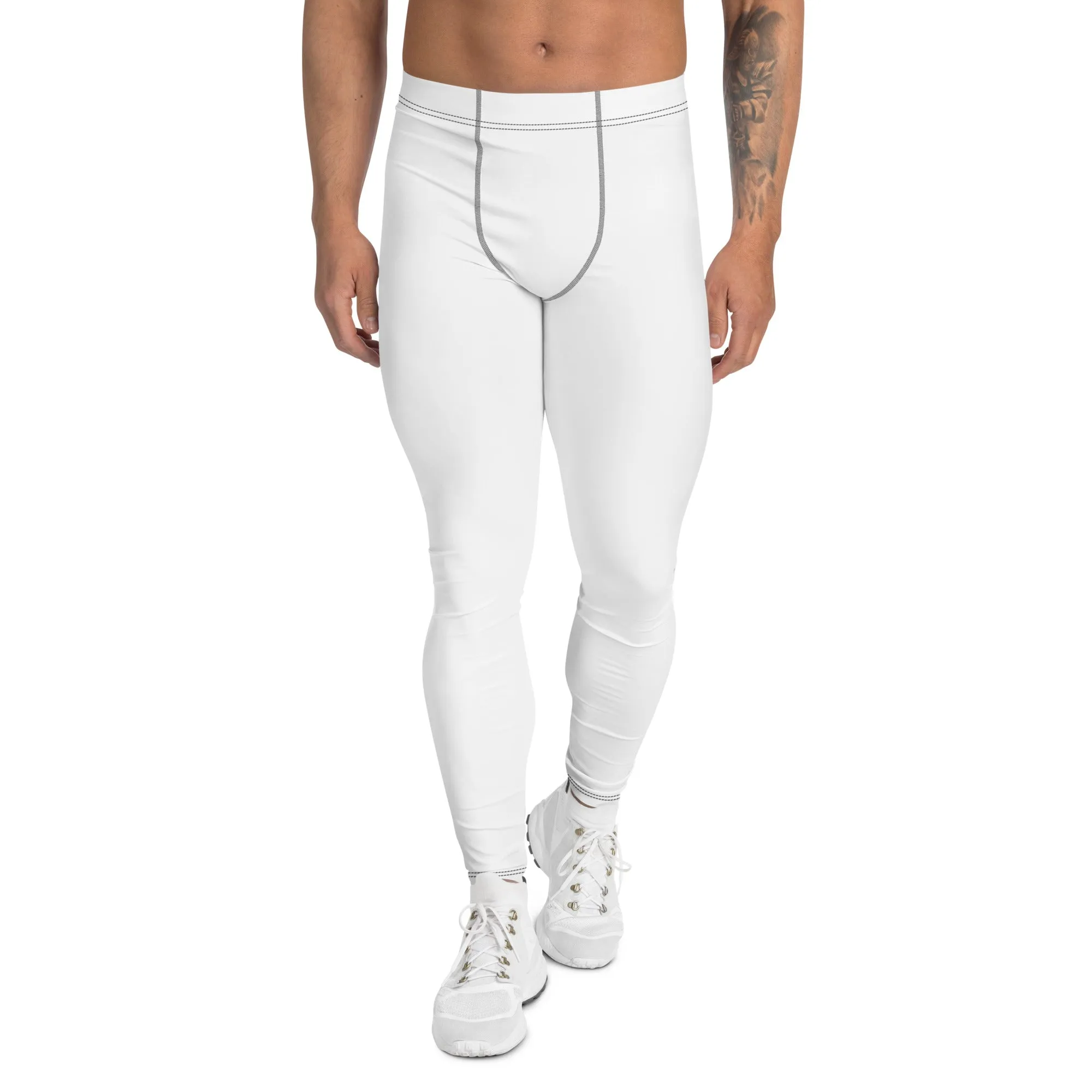 Versatile Movement: Solid Color Athletic Leggings for Men - Snow