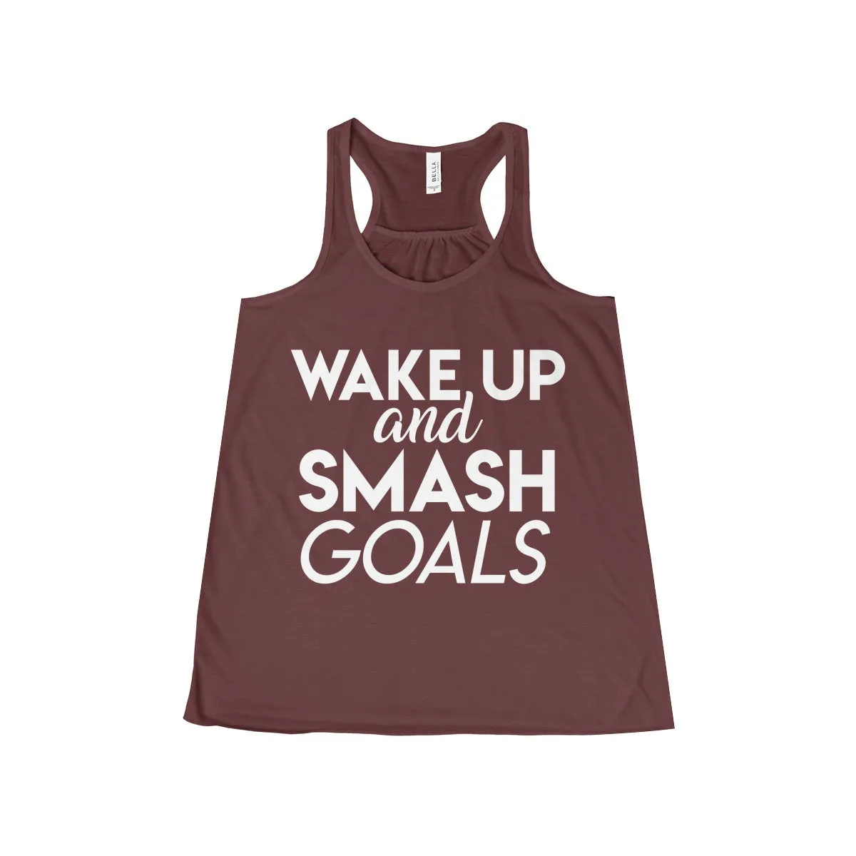 Women's Wake Up and Smash Goals Flowy Racerback Tank